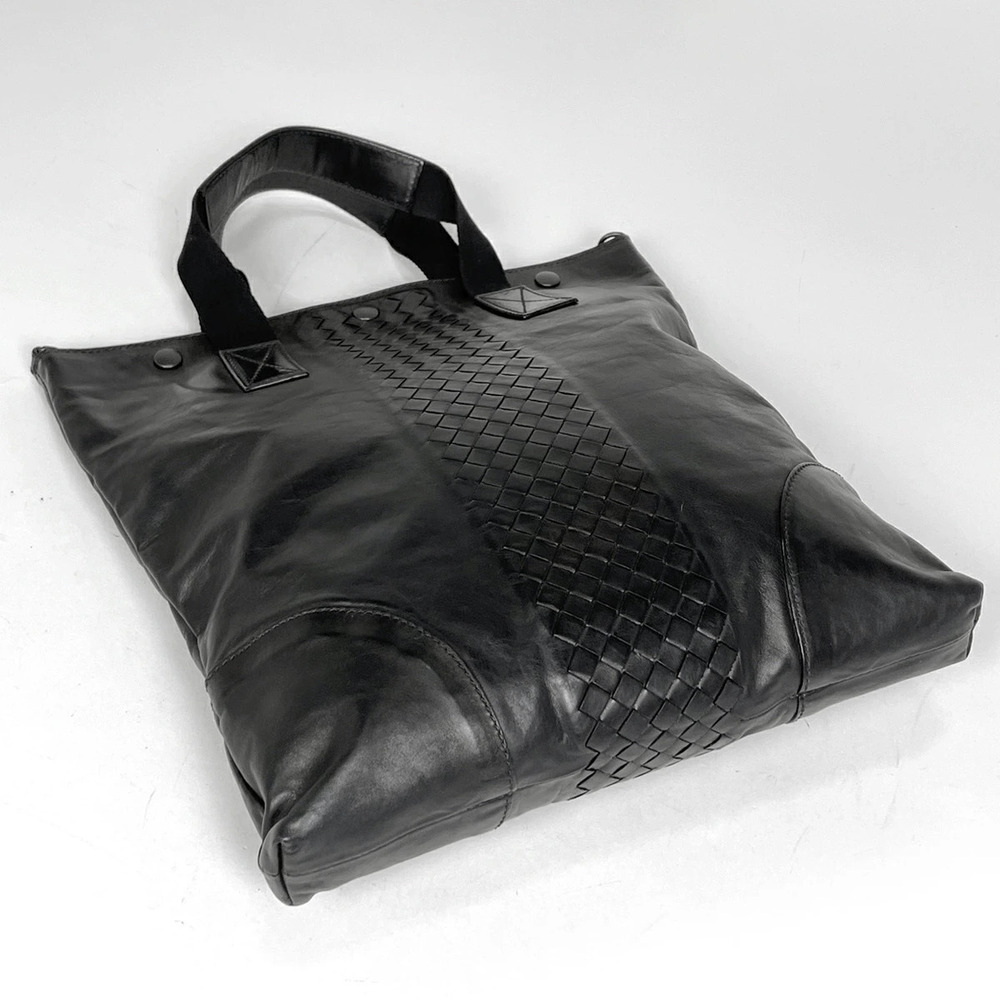 Bottega Veneta Handbag Black Intrecciato Shoulder Leather Bag